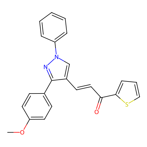 (E)-3-[3-(4-methoxyphenyl)-1-phenylpyrazol-4-yl]-1-thiophen-2-ylprop-2-en-1-one structure