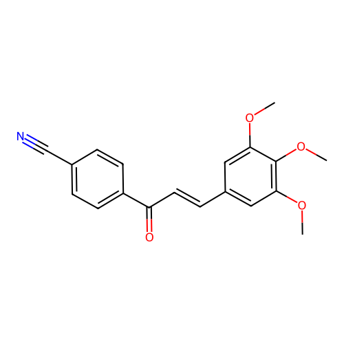 4-[(E)-3-(3,4,5-trimethoxyphenyl)prop-2-enoyl]benzonitrile structure