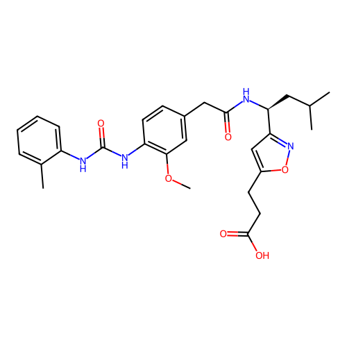5-Isoxazolepropanoic acid, 3-((1S)-1-(((3-methoxy-4-((((2-methylphenyl)amino)carbonyl)amino)phenyl)acetyl)amino)-3-methylbutyl)- structure