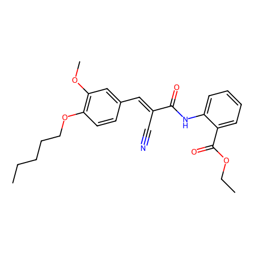 ethyl 2-[[(E)-2-cyano-3-(3-methoxy-4-pentoxyphenyl)prop-2-enoyl]amino]benzoate structure