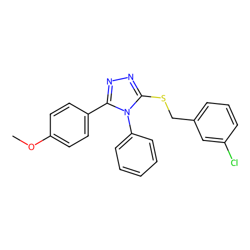 3-[(3-chlorobenzyl)sulfanyl]-5-(4-methoxyphenyl)-4-phenyl-4H-1,2,4-triazole structure