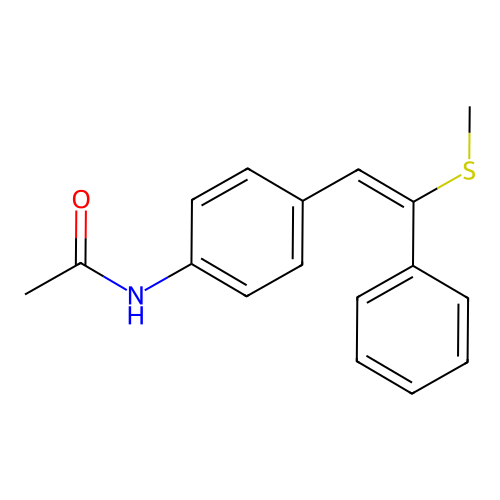 Methylmercapto-4-acetylaminostilbene structure