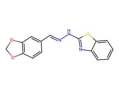 N-(1,3-benzodioxol-5-ylmethylideneamino)-1,3-benzothiazol-2-amine structure