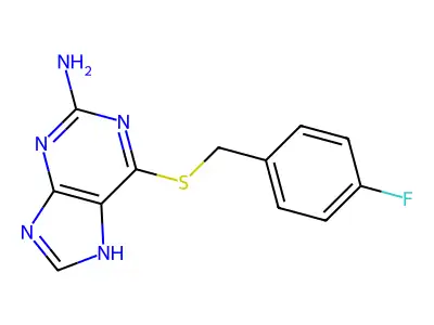 6-[(4-fluorophenyl)methylsulfanyl]-7H-purin-2-amine structure