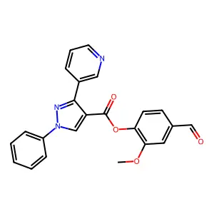 (4-Formyl-2-methoxyphenyl) 1-phenyl-3-pyridin-3-ylpyrazole-4-carboxylate structure
