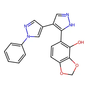 5-(1'-Phenyl-1H,1'H-[4,4']bipyrazolyl-3-yl)-benzo[1,3]dioxol-4-ol structure