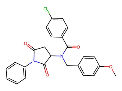 4-chloro-N-(2,5-dioxo-1-phenylpyrrolidin-3-yl)-N-(4-methoxybenzyl)benzamide structure