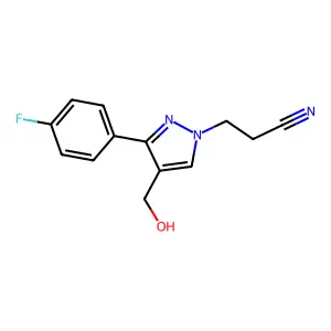 3-[3-(4-fluorophenyl)-4-(hydroxymethyl)-1H-pyrazol-1-yl]propanenitrile structure