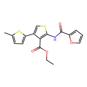 Ethyl 2-(furan-2-carbonylamino)-4-(5-methylthiophen-2-yl)thiophene-3-carboxylate structure