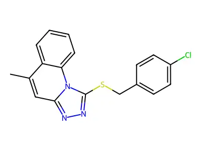 1-((4-Chlorobenzyl)thio)-5-methyl-[1,2,4]triazolo[4,3-a]quinoline structure