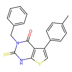 3-benzyl-5-(4-methylphenyl)-2-thioxo-2,3-dihydrothieno[2,3-d]pyrimidin-4(1H)-one structure