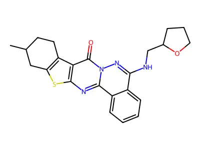 7-methyl-20-{[(oxolan-2-yl)methyl]amino}-10-thia-1,12,21-triazapentacyclo[11.8.0.0^{3,11}.0^{4,9}.0^{14,19}]henicosa-3(11),4(9),12,14(19),15,17,20-heptaen-2-one structure