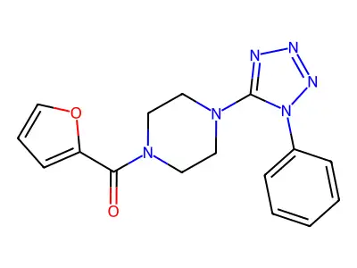 1-(2-furoyl)-4-(1-phenyl-1H-tetrazol-5-yl)piperazine structure