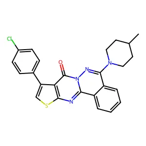 9-(4-chlorophenyl)-5-(4-methyl-1-piperidinyl)-8H-thieno[2',3':4,5]pyrimido[2,1-a]phthalazin-8-one structure