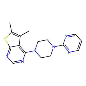 5,6-Dimethyl-4-(4-(pyrimidin-2-yl)piperazin-1-yl)thieno[2,3-d]pyrimidine structure
