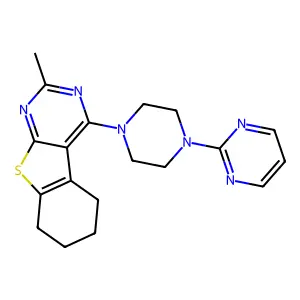 2-methyl-4-[4-(2-pyrimidinyl)-1-piperazinyl]-5,6,7,8-tetrahydro[1]benzothieno[2,3-d]pyrimidine structure