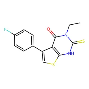 3-ethyl-5-(4-fluorophenyl)-2-sulfanyl-3H,4H-thieno[2,3-d]pyrimidin-4-one structure