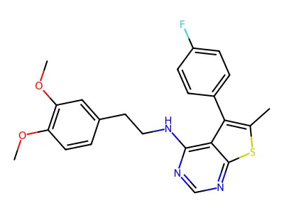 N-[2-(3,4-dimethoxyphenyl)ethyl]-5-(4-fluorophenyl)-6-methylthieno[2,3-d]pyrimidin-4-amine structure