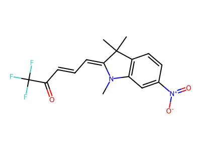 (E,5E)-1,1,1-trifluoro-5-(1,3,3-trimethyl-6-nitroindol-2-ylidene)pent-3-en-2-one structure