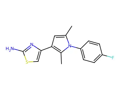 4-[1-(4-fluorophenyl)-2,5-dimethyl-1H-pyrrol-3-yl]-1,3-thiazol-2-amine structure