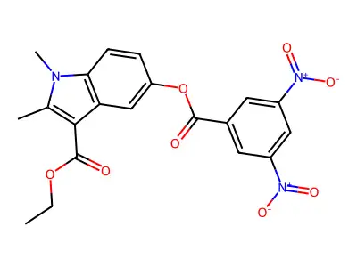 Ethyl 5-(3,5-dinitrobenzoyl)oxy-1,2-dimethylindole-3-carboxylate structure