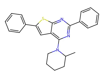 4-(2-Methylpiperidin-1-yl)-2,6-diphenylthieno[2,3-d]pyrimidine structure