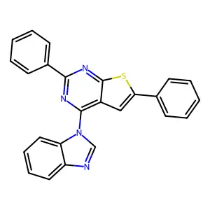 4-(1H-benzo[d]imidazol-1-yl)-2,6-diphenylthieno[2,3-d]pyrimidine structure