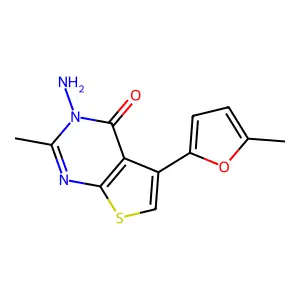 3-amino-2-methyl-5-(5-methylfuran-2-yl)thieno[2,3-d]pyrimidin-4(3H)-one structure