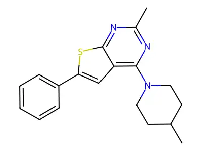2-Methyl-4-(4-methyl-1-piperidinyl)-6-phenylthieno[2,3-d]pyrimidine structure