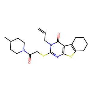 3-allyl-2-{[2-(4-methylpiperidin-1-yl)-2-oxoethyl]sulfanyl}-5,6,7,8-tetrahydro[1]benzothieno[2,3-d]pyrimidin-4(3H)-one structure