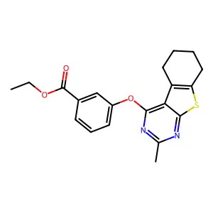 ethyl 3-[(2-methyl-5,6,7,8-tetrahydro[1]benzothieno[2,3-d]pyrimidin-4-yl)oxy]benzoate structure