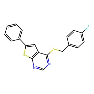 4-((4-Fluorobenzyl)thio)-6-phenylthieno[2,3-d]pyrimidine structure