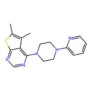 5,6-Dimethyl-4-(4-(pyridin-2-yl)piperazin-1-yl)thieno[2,3-d]pyrimidine structure