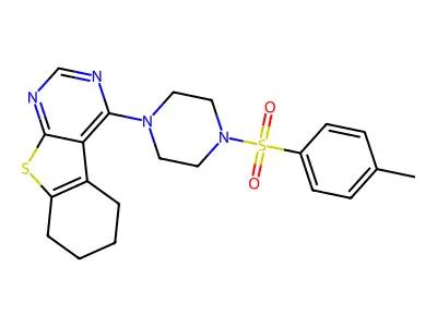 4-[4-(4-methylphenyl)sulfonylpiperazin-1-yl]-5,6,7,8-tetrahydro-[1]benzothiolo[2,3-d]pyrimidine structure
