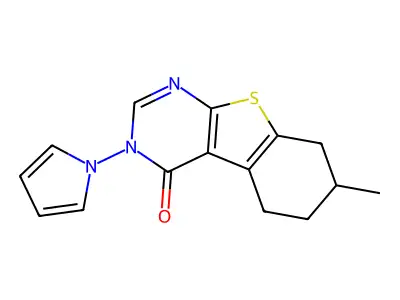 7-Methyl-3-pyrrol-1-yl-5,6,7,8-tetrahydro-[1]benzothiolo[2,3-d]pyrimidin-4-one structure