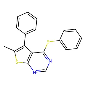 6-Methyl-5-phenyl-4-phenylsulfanylthieno[2,3-d]pyrimidine structure