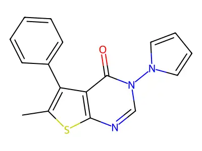 6-methyl-5-phenyl-3-(1H-pyrrol-1-yl)thieno[2,3-d]pyrimidin-4(3H)-one structure