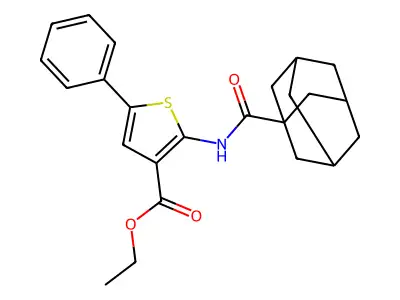 Ethyl 2-(adamantanylcarbonylamino)-5-phenylthiophene-3-carboxylate structure