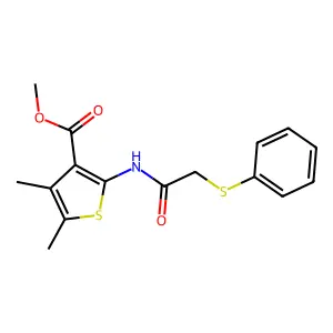 Methyl 4,5-dimethyl-2-(2-phenylthioacetylamino)thiophene-3-carboxylate structure