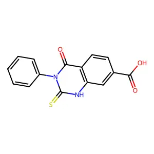 4-Oxo-3-phenyl-2-sulfanyl-3,4-dihydroquinazoline-7-carboxylic acid structure