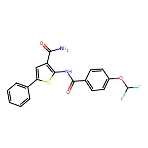 2-[[4-(Difluoromethoxy)benzoyl]amino]-5-phenylthiophene-3-carboxamide structure