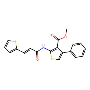 (E)-methyl 4-phenyl-2-(3-(thiophen-2-yl)acrylamido)thiophene-3-carboxylate structure