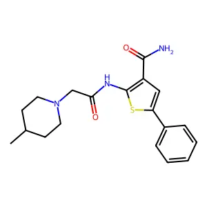 2-(2-(4-Methylpiperidin-1-yl)acetamido)-5-phenylthiophene-3-carboxamide structure