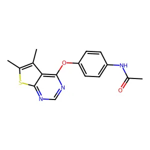 N-[4-({5,6-dimethylthieno[2,3-d]pyrimidin-4-yl}oxy)phenyl]acetamide structure