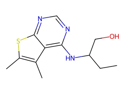2-((5,6-Dimethylthieno[2,3-d]pyrimidin-4-yl)amino)butan-1-ol structure