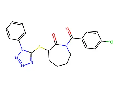 1-(4-chlorobenzoyl)-3-((1-phenyl-1H-tetrazol-5-yl)thio)azepan-2-one structure