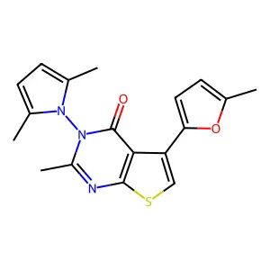 3-(2,5-dimethylpyrrol-1-yl)-2-methyl-5-(5-methylfuran-2-yl)thieno[2,3-d]pyrimidin-4-one structure