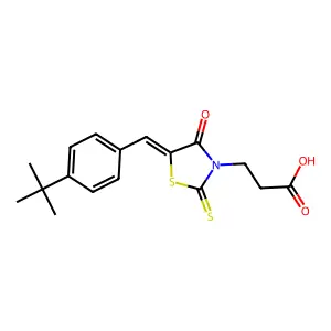 3-[(5E)-5-[(4-tert-butylphenyl)methylidene]-4-oxo-2-sulfanylidene-1,3-thiazolidin-3-yl]propanoic acid structure