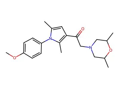 2-(2,6-dimethylmorpholin-4-yl)-1-[1-(4-methoxyphenyl)-2,5-dimethyl-1H-pyrrol-3-yl]ethanone structure
