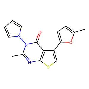 2-Methyl-5-(5-methyl-2-furanyl)-3-(1-pyrrolyl)-4-thieno[2,3-d]pyrimidinone structure